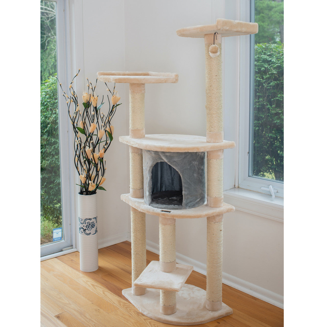 Armarkat 64" Real Wood Cat Tree with Sisal Scratch Post and Soft-side Playhouse - - Cat Tree by Armarkat