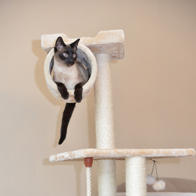 Armarkat 62" Real Wood Cat Tree with Scratch Posts and Hammock - - Cat Tree by Armarkat