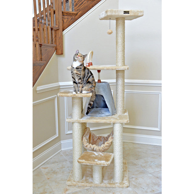 Armarkat 65" Real Wood Cat Tree with Sisal Rope, Hammock and Soft-side Playhouse - - Cat Tree by Armarkat
