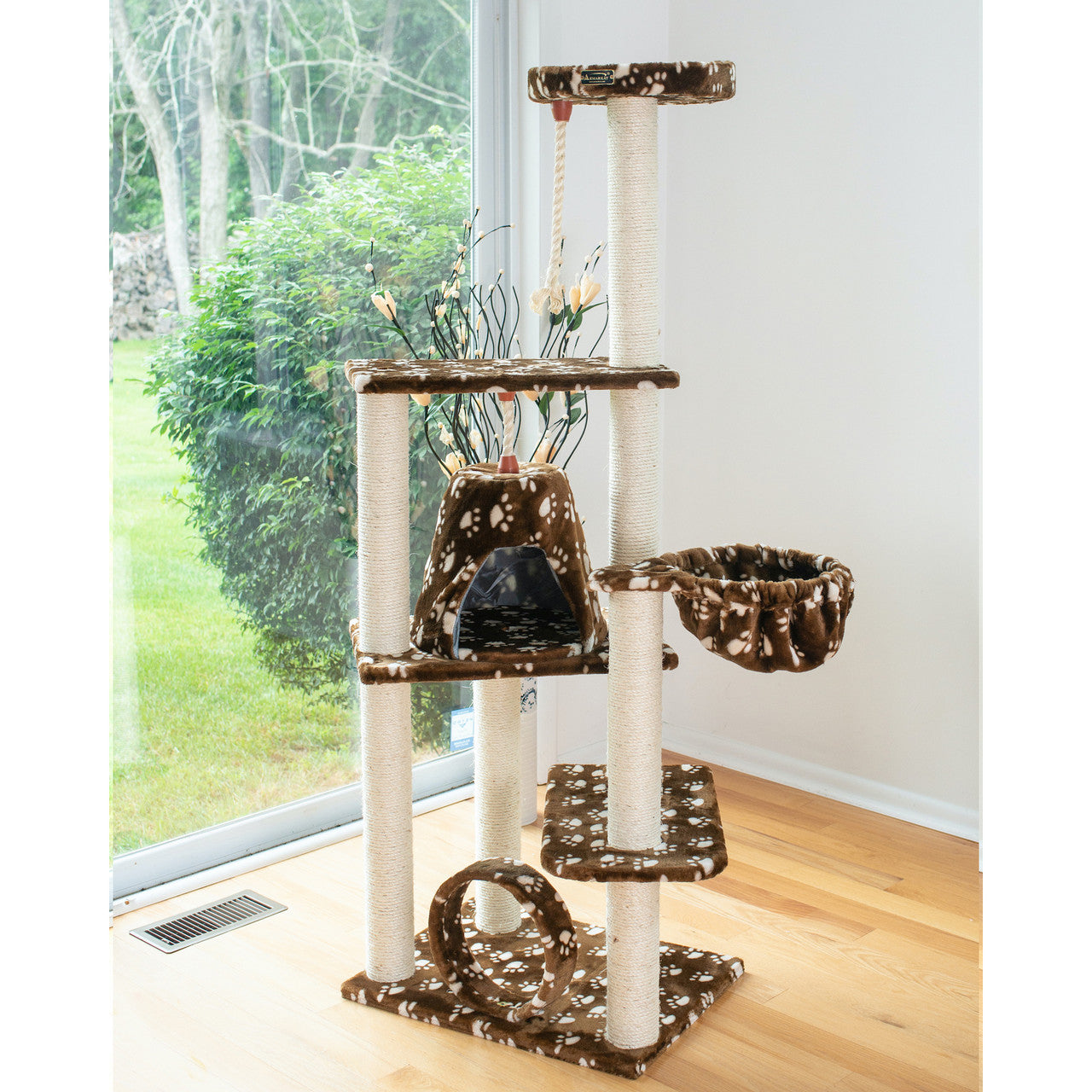 Armarkat 66" Real Wood Cat Tree with Hammock, Bed and Natural Sisal Post - - Cat Tree by Armarkat