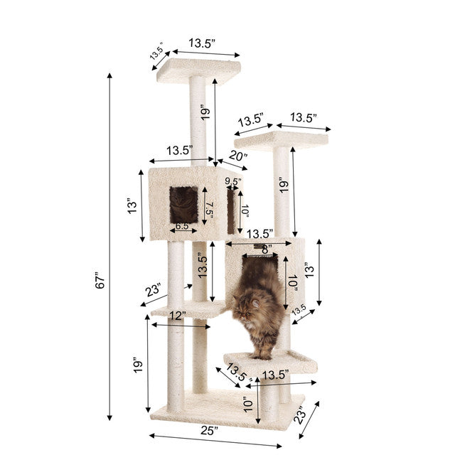Armarkat 67" Multi-Level Real Wood Cat Tree with Two Condos - - Cat Tree by Armarkat