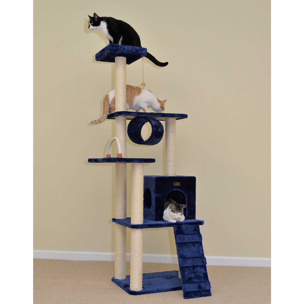 Armarkat 71" Navy Real Wood Cat Climbing Tower - - Cat Tree by Armarkat
