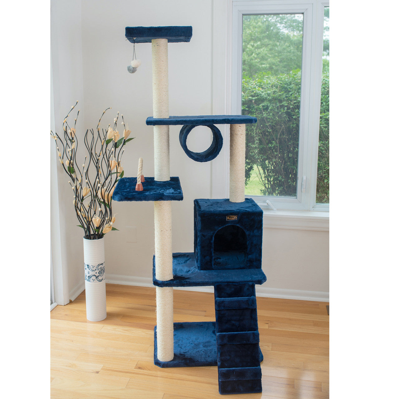 Armarkat 71" Navy Real Wood Cat Climbing Tower - - Cat Tree by Armarkat