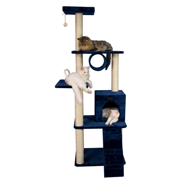 Armarkat 71" Navy Real Wood Cat Climbing Tower - - Cat Tree by Armarkat