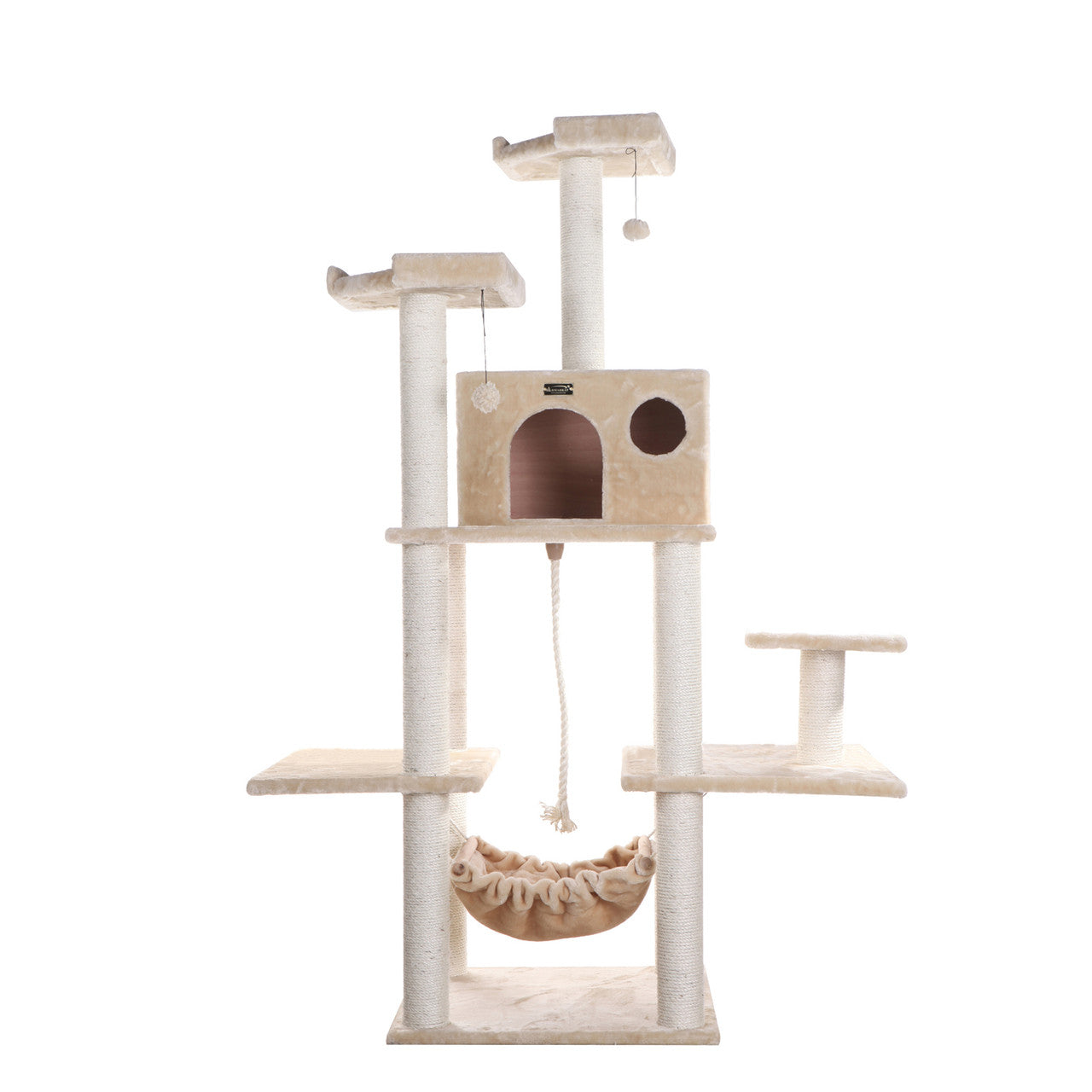 Armarkat 72" Beige Real Wood Cat Tree with Spacious Condo and Scratching Post - - Cat Tree by Armarkat