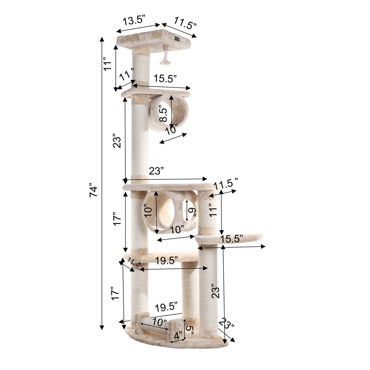 Armarkat 74" Press Wood Cat Tree with Cured Sisal Scratching Posts - - Cat Tree by Armarkat