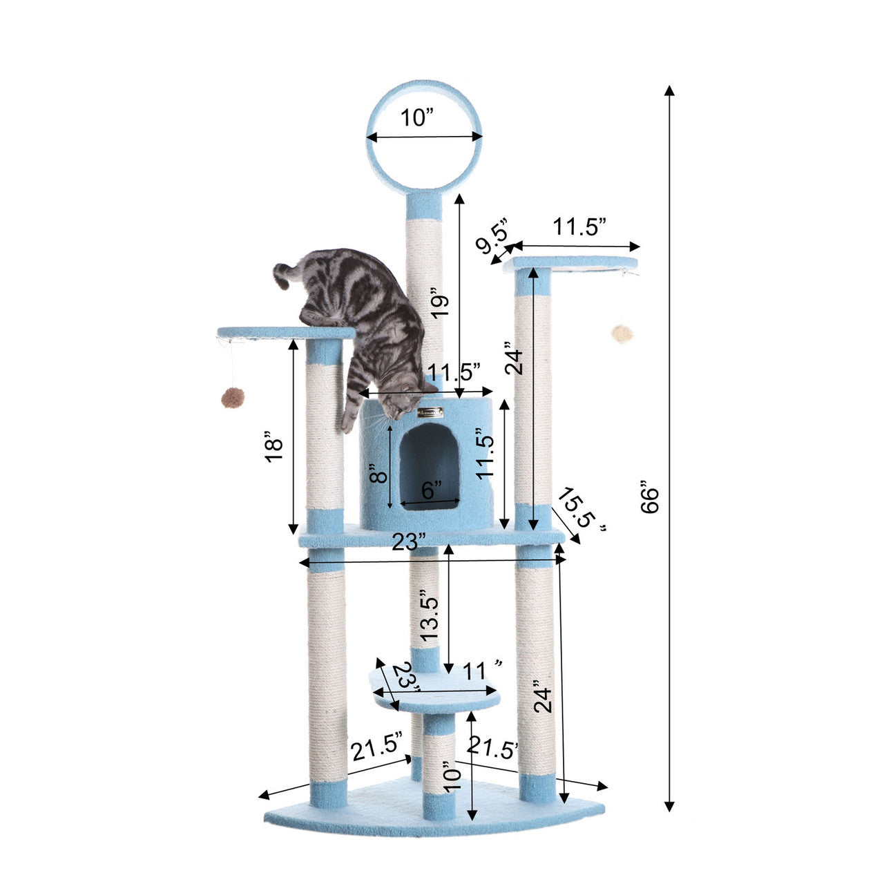 Armarkat 65" Classic Cat Tree - Sky Blue - - Cat Tree by Armarkat