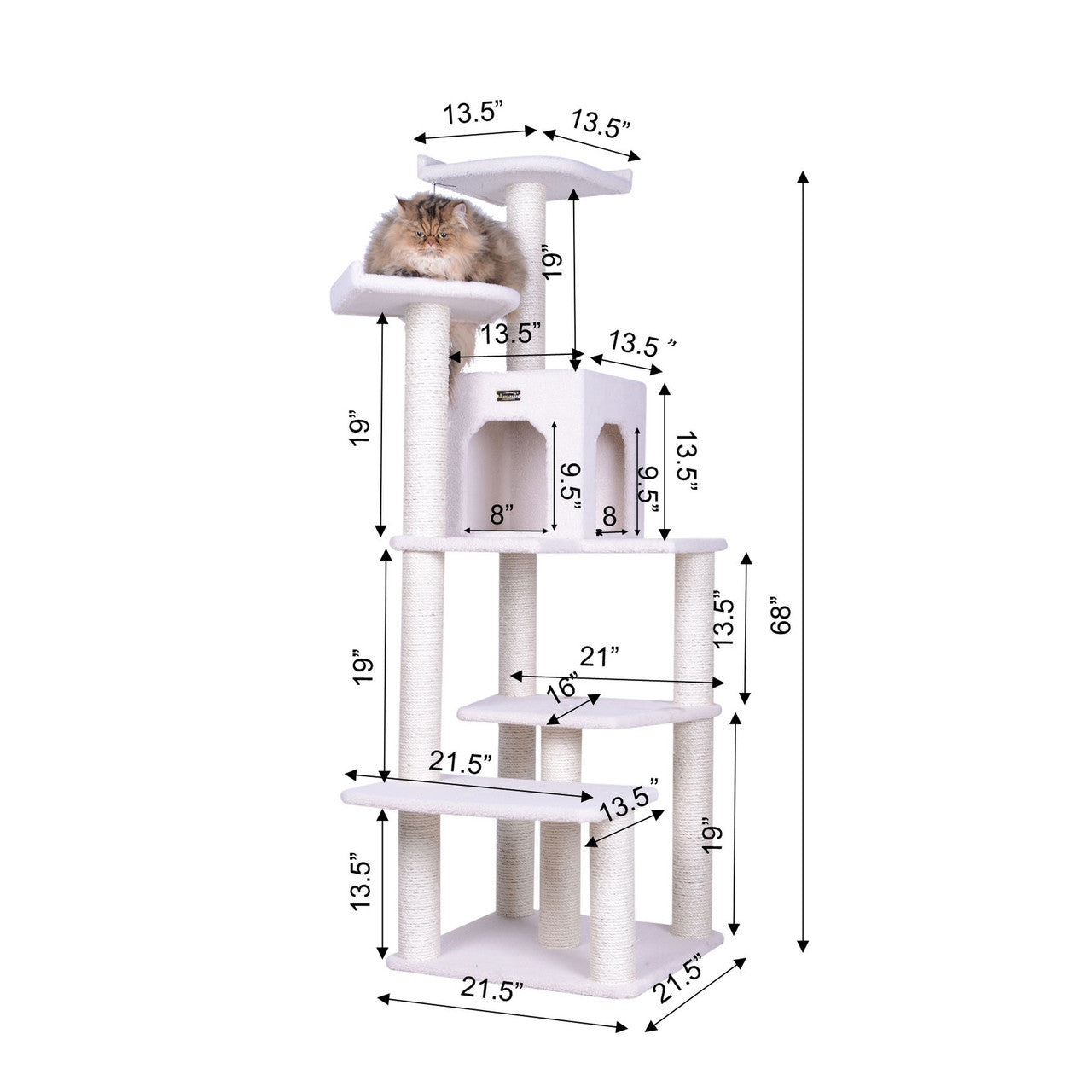Armarkat 68" 6-Level Classic Cat Tree - Ivory - - Cat Tree by Armarkat