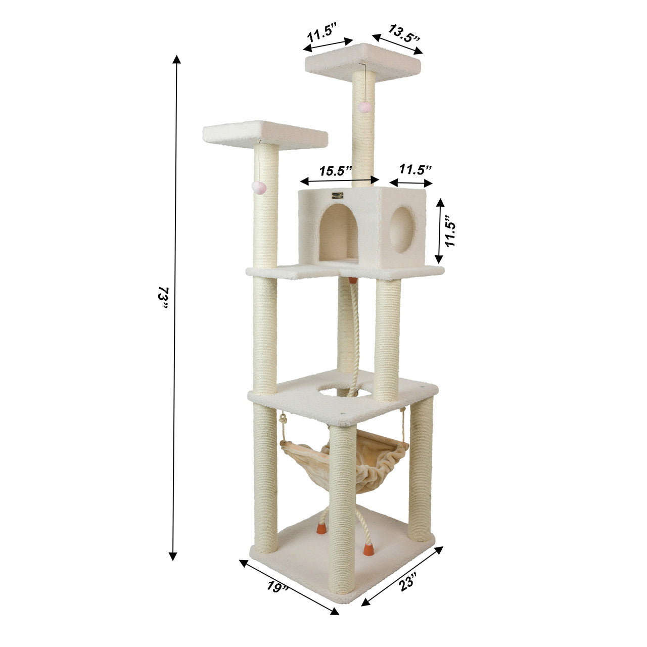 Armarkat 73" 4-Level Classic Cat Tree - Ivory - - Cat Tree by Armarkat