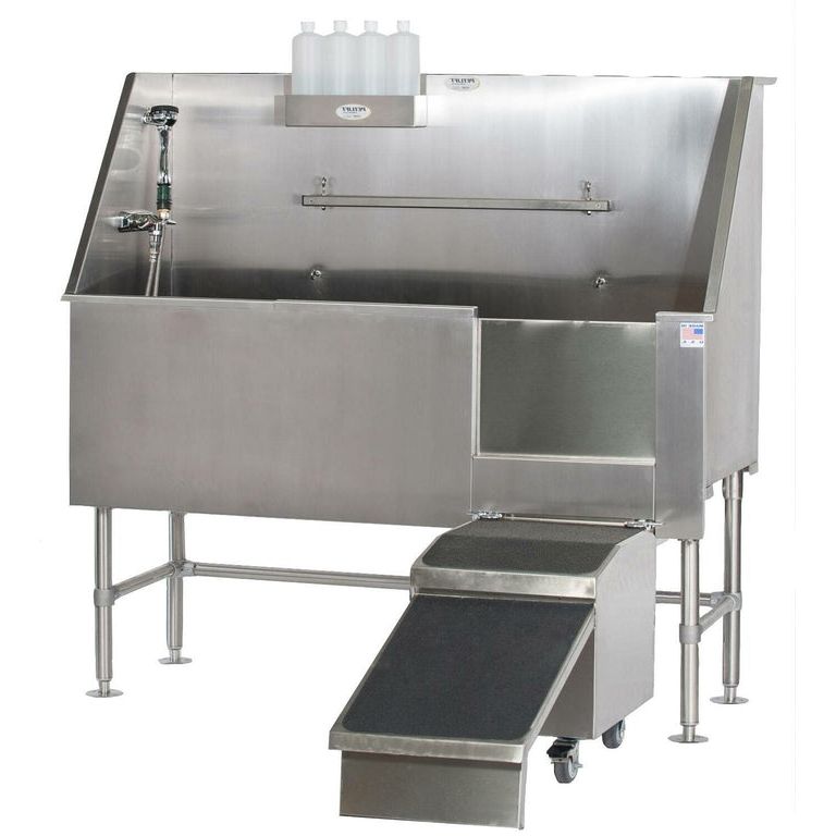 View of Petlift Aqua Quest Stainless Steel Walk-In Dog Grooming Bath Tub 48