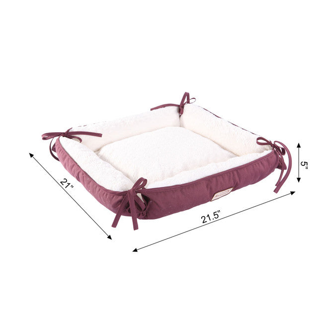 Armarkat 2-in-1 Cat Bed and Fleece Mat - Burgundy/Ivory - - Cat Beds by Armarkat