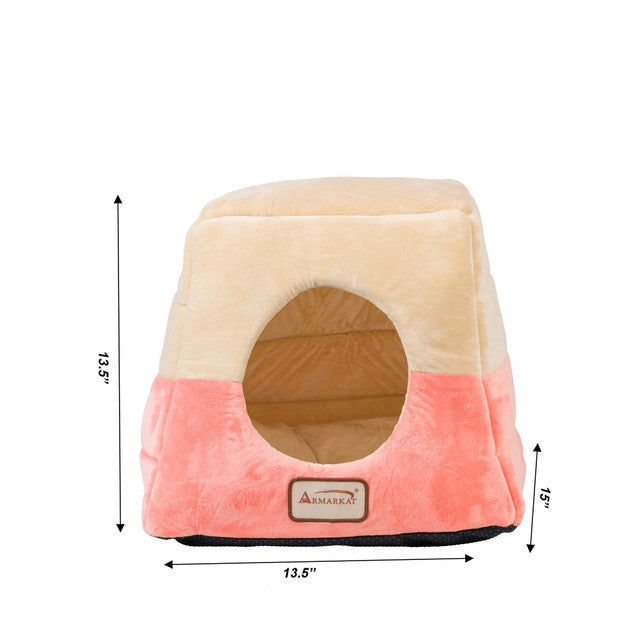 Armarkat 2-in-1 Cate Cave and Bed - Orange/Beige - - Cat Beds by Armarkat