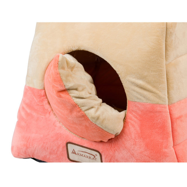Armarkat 2-in-1 Cate Cave and Bed - Orange/Beige - - Cat Beds by Armarkat