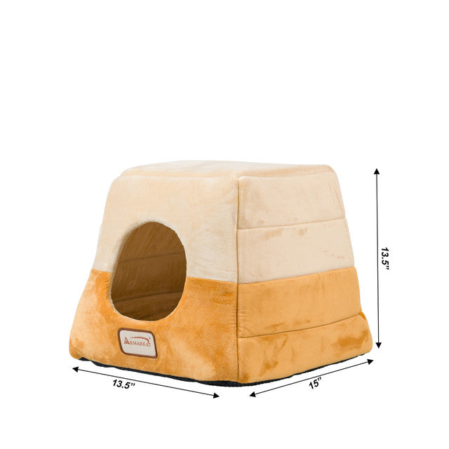 Armarkat 2-in-1 Cat Cave and Bed - Brown/Beige - - Cat Beds by Armarkat