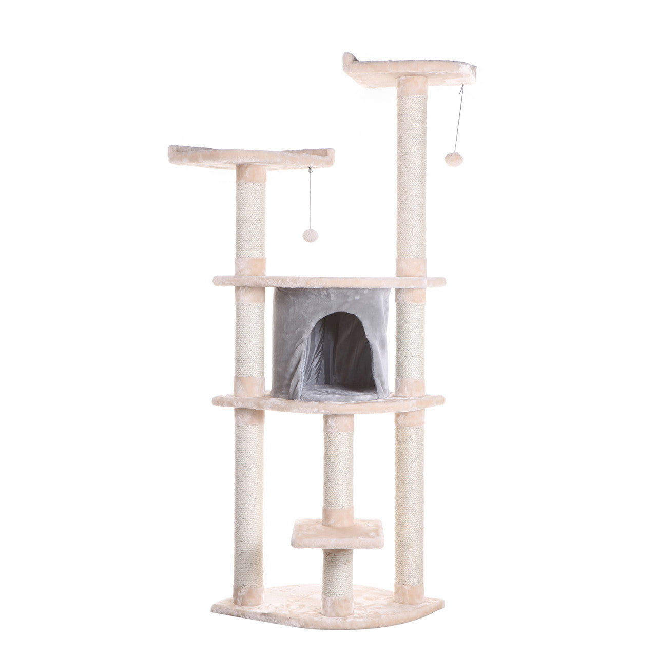 Armarkat 64" Real Wood Cat Tree with Sisal Scratch Post and Soft-side Playhouse - - Cat Tree by Armarkat