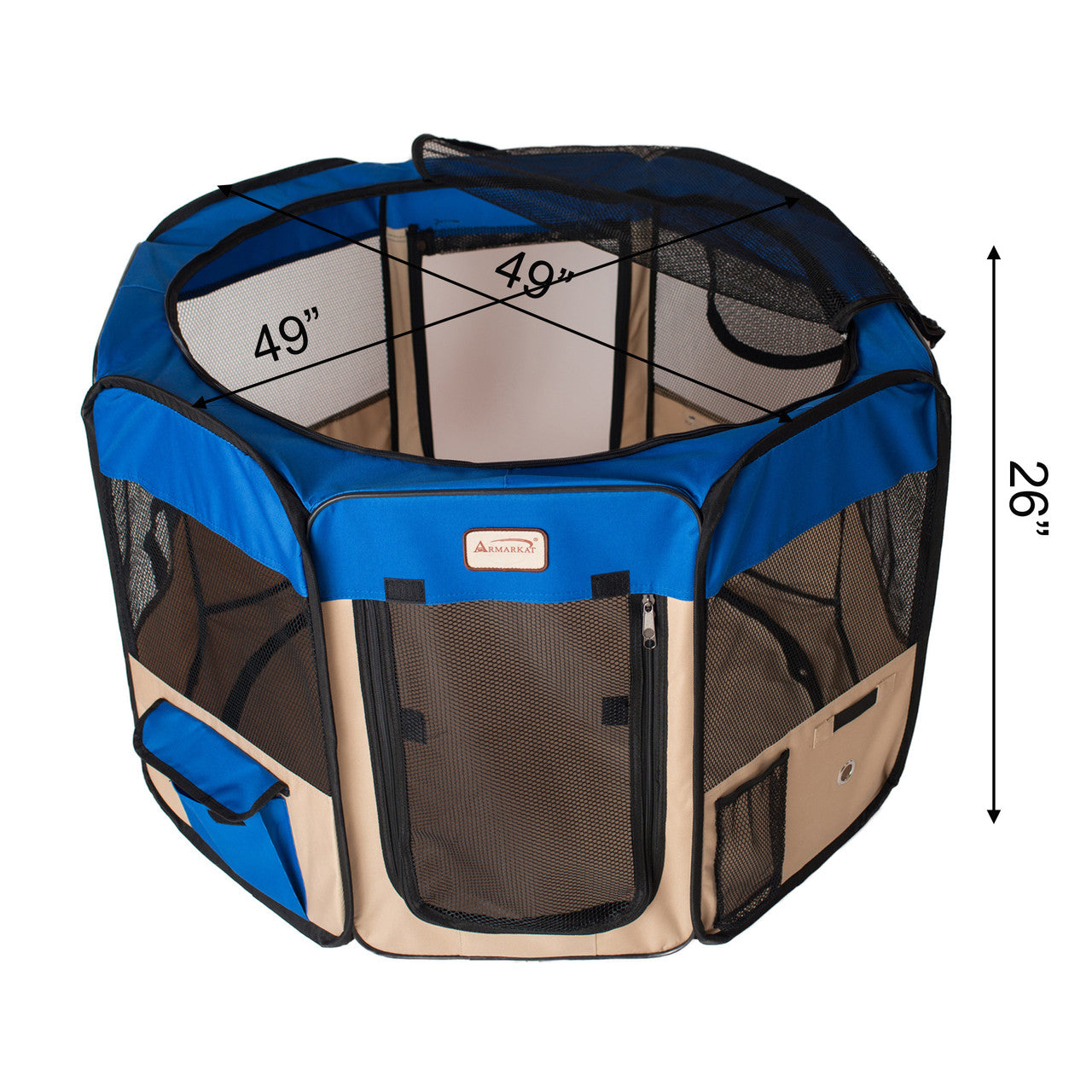 Armarkat Portable Pet Playpen - Blue/Beige - - Pet pen by Armarkat