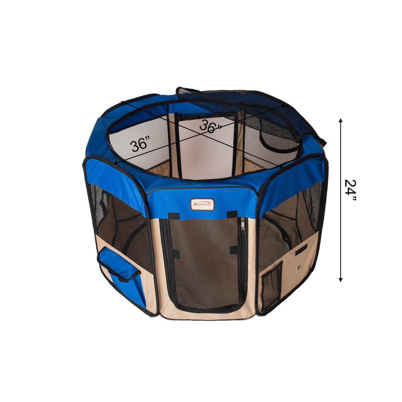 Armarkat Portable Pet Playpen - Blue/Beige - - Pet pen by Armarkat