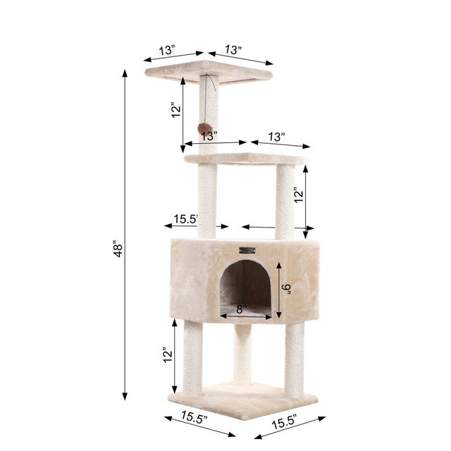 Armarkat 48" 3-Level Real Wood Cat Tower - - Cat Tree by Armarkat