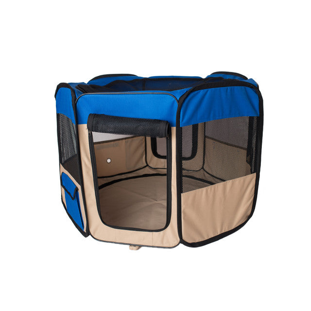 Armarkat Portable Pet Playpen - Blue/Beige - - Pet pen by Armarkat