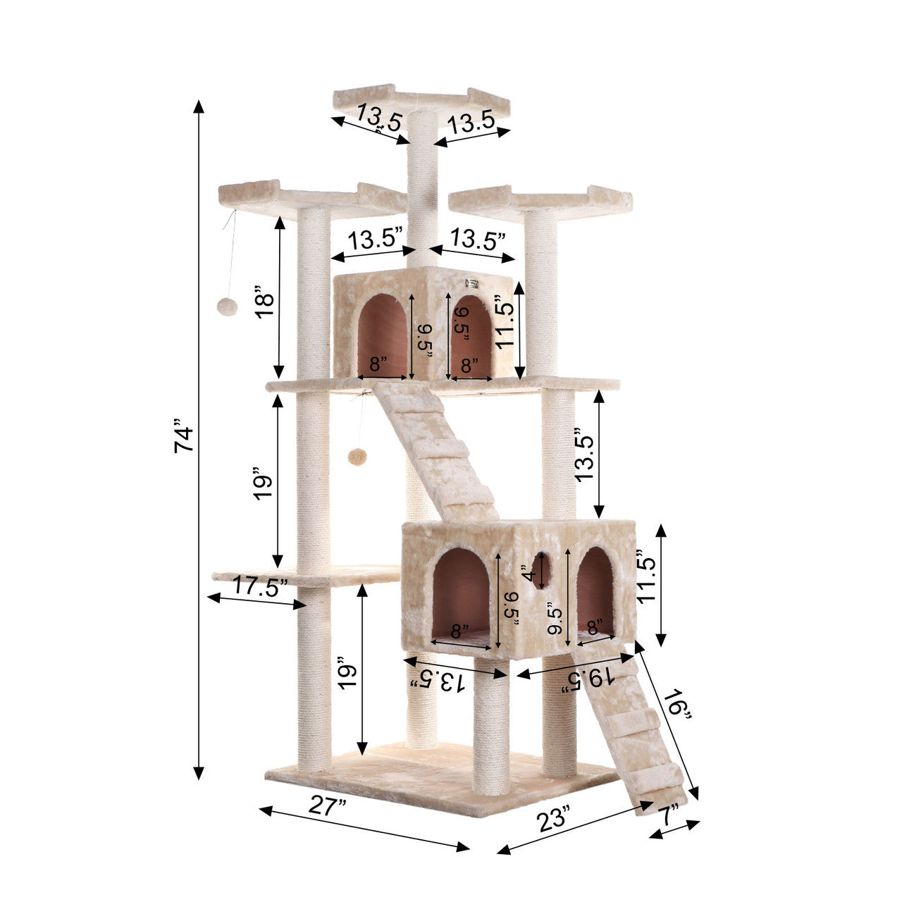 Armarkat 74" Multi-Level Real Wood Cat Tree - - Cat Tree by Armarkat