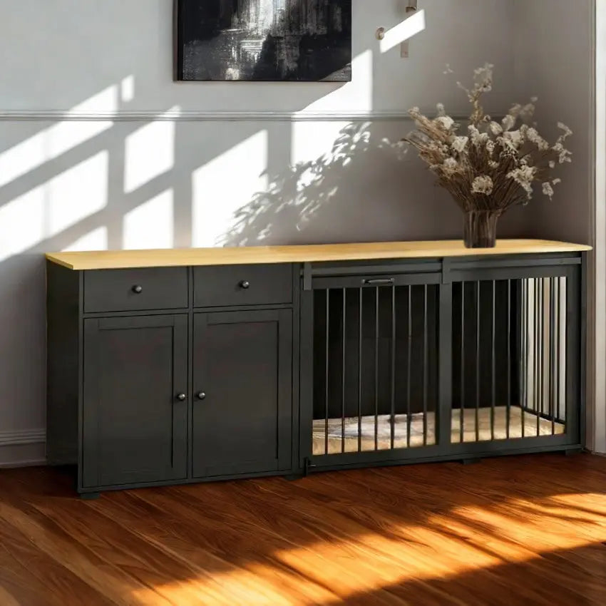OnePaw HESTIA Extra Large Double Dog Crate with Barn Doors