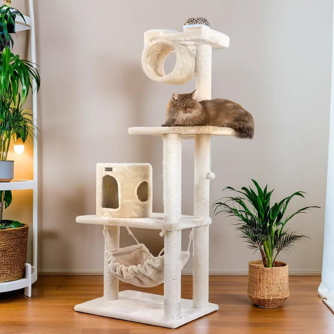 Armarkat 62" Real Wood Cat Tree with Scratch Posts and Hammock - - Cat Tree by Armarkat