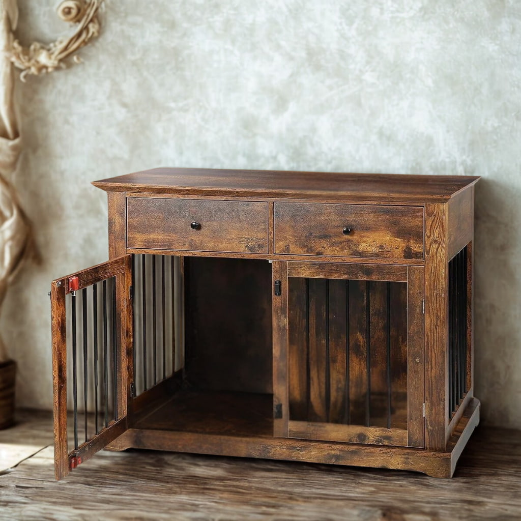 OnePaw LYRA Wooden Dog Crate with Storage - - Furniture Crate by OnePaw Dog Company