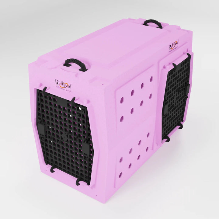 RuffLand X-Large Kennel - Light Pink Double Door (Front Right) - by Ruff Land Performance Kennels