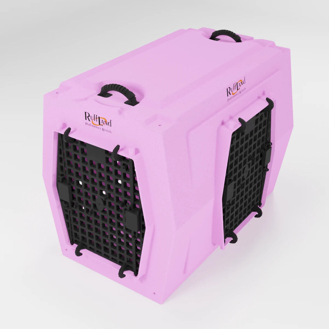 RuffLand Large Kennel - Light Pink Double Door (Front Right) - Dog crates by Ruff Land Performance Kennels