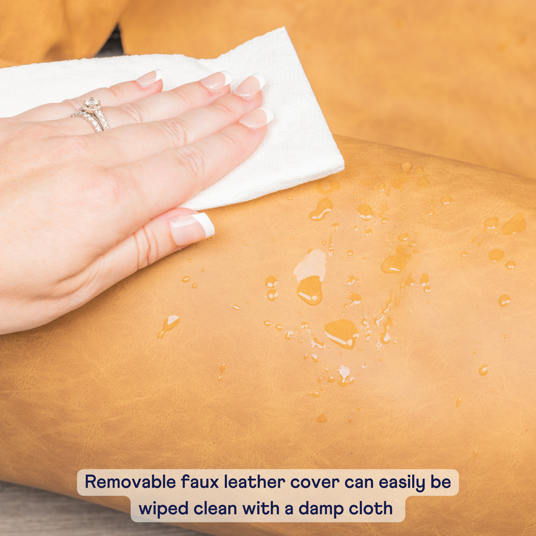 PupProtector™ Faux Leather Memory Foam Dog Car Bed - Camel - - Travel by Paw.com