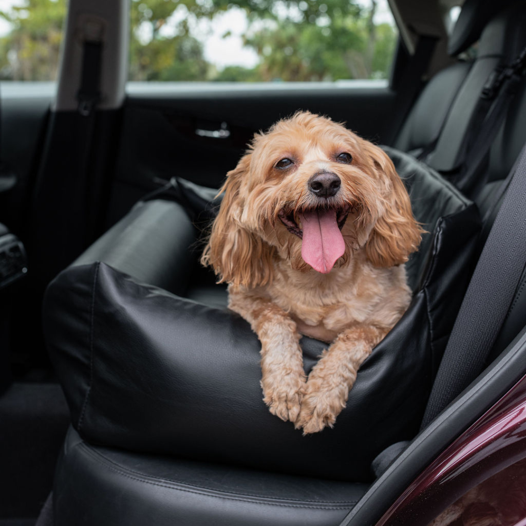 PupProtector™ Faux Leather Memory Foam Dog Car Bed - Black - - Travel by Paw.com