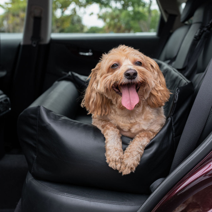 PupProtector™ Faux Leather Memory Foam Dog Car Bed - Black - - Travel by Paw.com