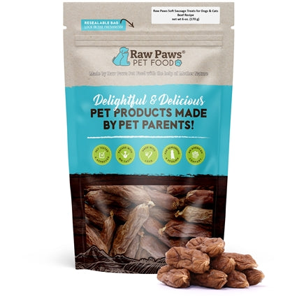 Raw Paws Pet Food - Grain-Free Soft Sausage Treats for Dogs & Cats