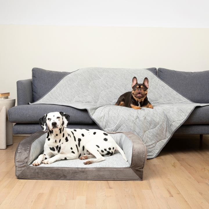 PupChill™ Cooling Bolster Dog Bed + Waterproof Blanket Bundle - Arctic Grey - - by Paw.com