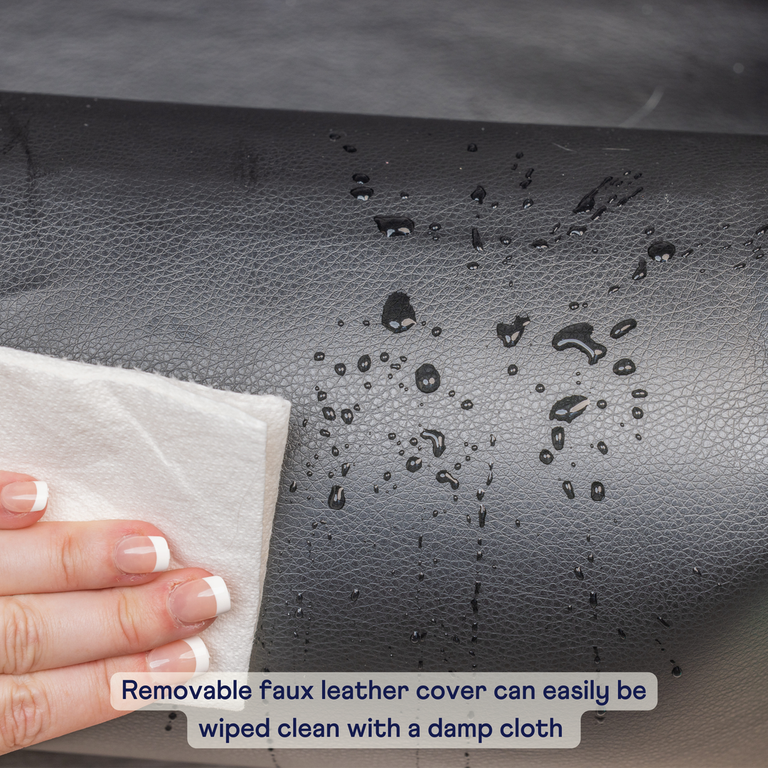 PupProtector™ Faux Leather Memory Foam Dog Car Bed - Black - - Travel by Paw.com