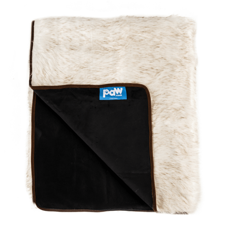 PupProtector™ Waterproof Throw Blanket - White with Brown Accents - - Dog Blanket by Paw.com