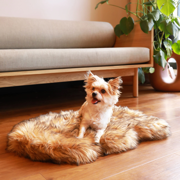 PupRug by Paw.com® Faux Fur Orthopedic Dog Bed - Curve Sable Tan - Small (30" L x 20" W) - Dog Beds by Paw.com