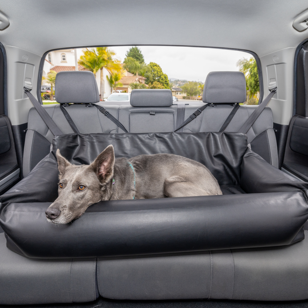 PupProtector™ Faux Leather Memory Foam Dog Car Bed - Black - - Travel by Paw.com