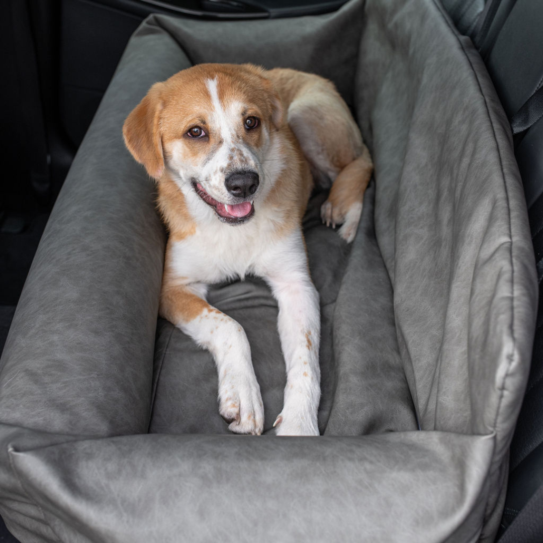 PupProtector™ Faux Leather Memory Foam Dog Car Bed - Slate Gray - - Travel by Paw.com