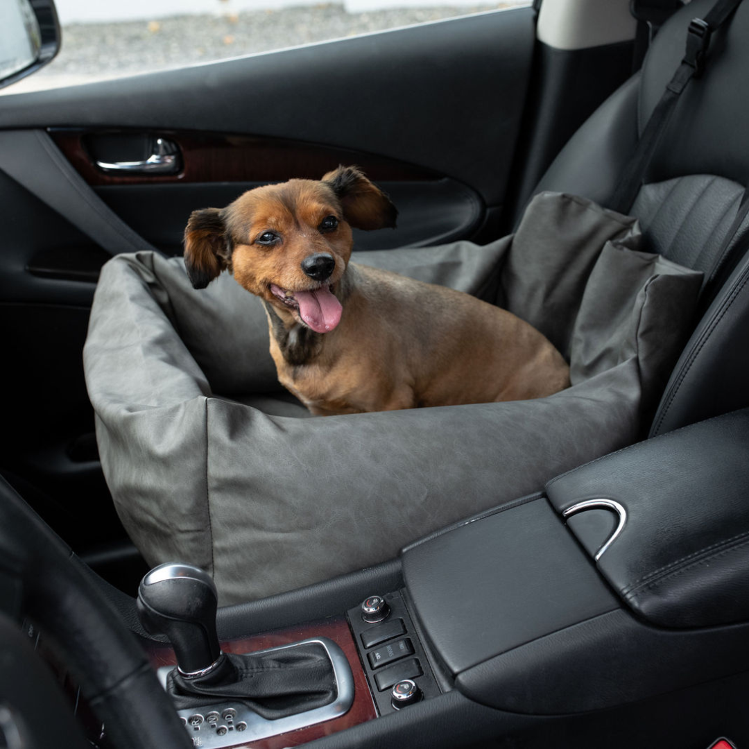 PupProtector™ Faux Leather Memory Foam Dog Car Bed - Slate Gray - - Travel by Paw.com