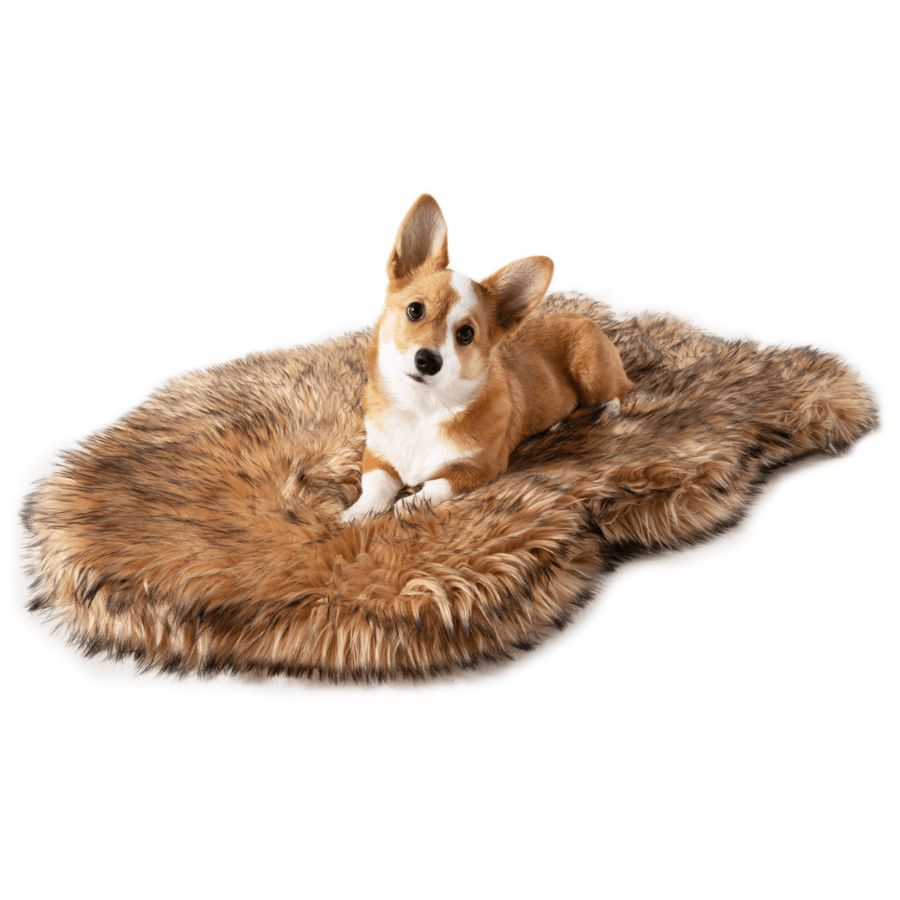 PupRug by Paw.com® Faux Fur Orthopedic Dog Bed - Curve Sable Tan - - Dog Beds by Paw.com