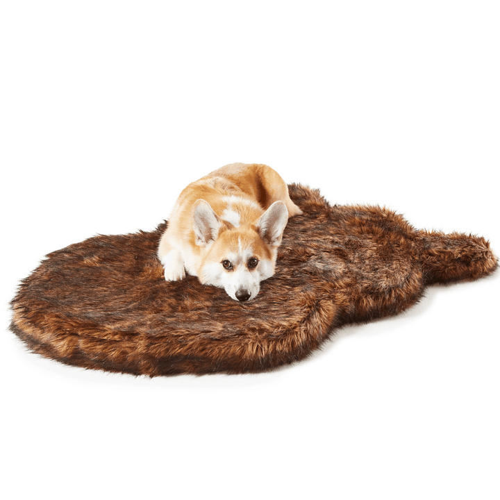 PupRug by Paw.com® Faux Fur Orthopedic Dog Bed - Curve Brown - - Dog Beds by Paw.com