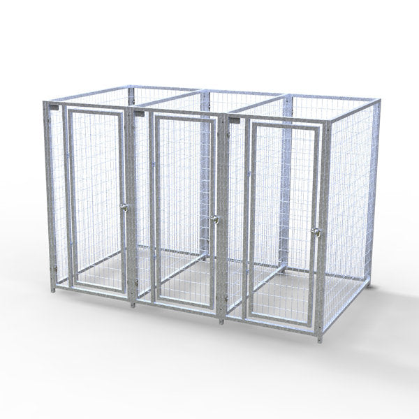 TK Products Complete 3’W x 5’L x 6’H Kennel Run w/ Stainless Steel Hardware - 3-Run Yes - Dog Kennels & Runs by TK Products