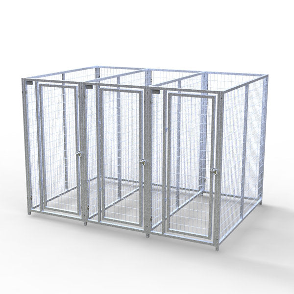 TK Products Complete 3’W x 6’L x 6’H Kennel Run w/ Stainless Steel Hardware - 3-Run Yes - Dog Kennels & Runs by TK Products