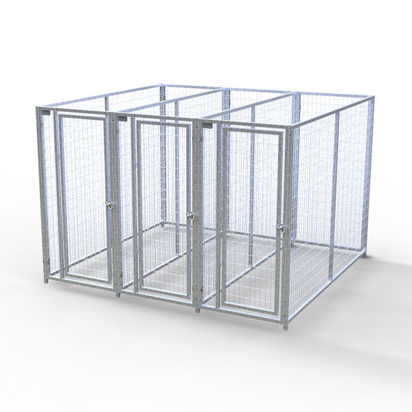 TK Products Complete 3’W x 8’L x 6’H Kennel Run w/ Stainless Steel Hardware - 3-Run Yes - Dog Kennels & Runs by TK Products