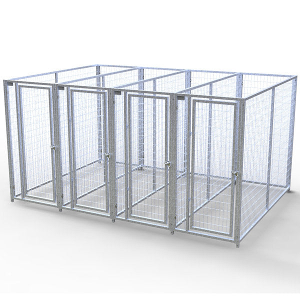 TK Products Complete 3’W x 8’L x 6’H Kennel Run w/ Stainless Steel Hardware - 4-Run Yes - Dog Kennels & Runs by TK Products