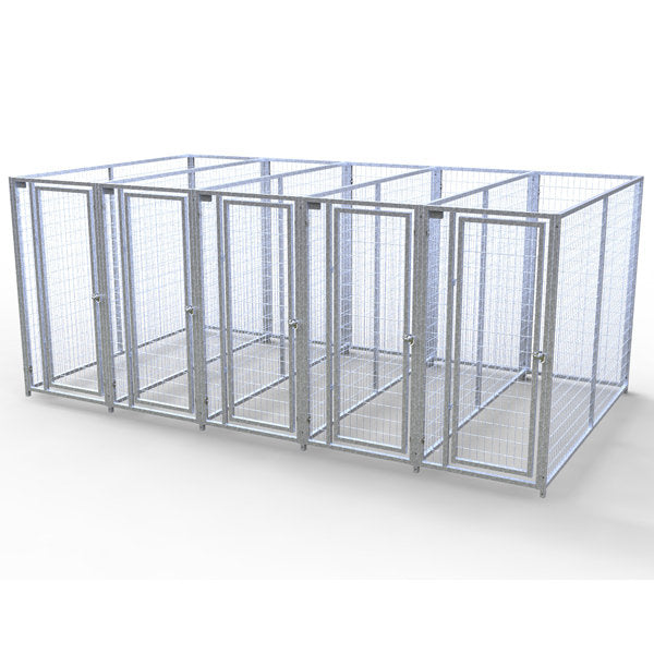 TK Products Complete 3’W x 8’L x 6’H Kennel Run w/ Stainless Steel Hardware - 5-Run Yes - Dog Kennels & Runs by TK Products
