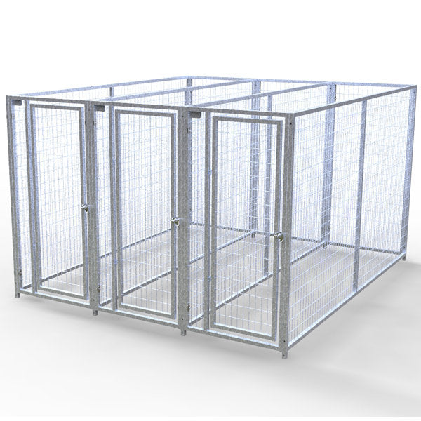 TK Products Complete 3’W x 10’L x 6’H Kennel Run w/ Stainless Steel Hardware - 3-Run Yes - Dog Kennels & Runs by TK Products