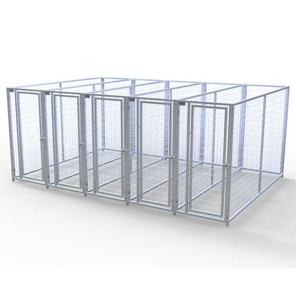 TK Products Complete 3’W x 10’L x 6’H Kennel Run w/ Stainless Steel Hardware - 5-Run Yes - Dog Kennels & Runs by TK Products