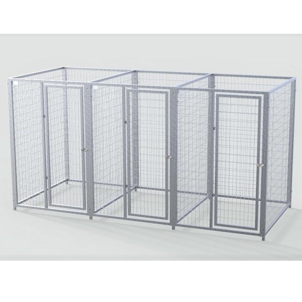 TK Products Complete 4’W x 5’L x 6’H Kennel Run w/ Stainless Steel Hardware - 3-Run Yes - Dog Kennels & Runs by TK Products